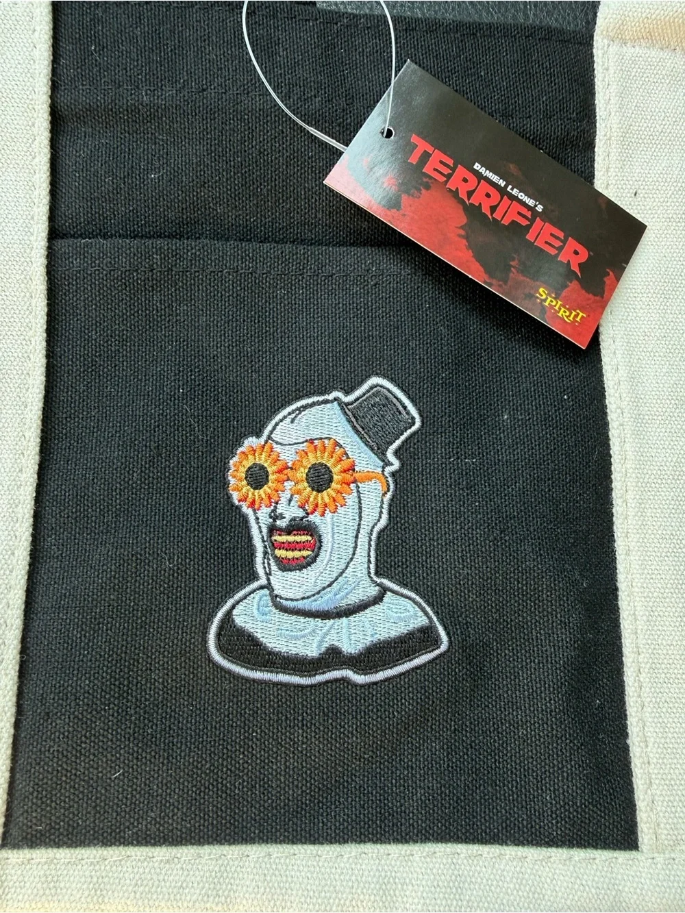 NEW 2026 Spirit Halloween Art The Clown Terrifier Black Beige Tote Bag
